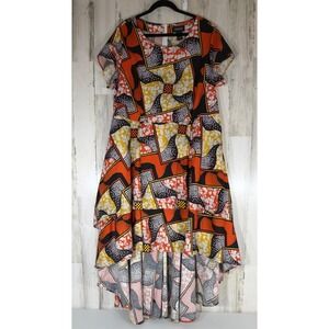 Ashro‎ High Low Dress 20W Multicolor Geometric Abstract African Mod Pop Art Bold